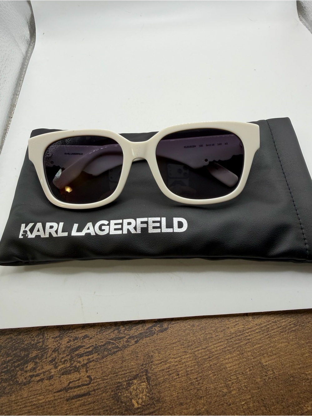 Karl Lagerfeld Cream Frame Sunglasses with Dark Lenses